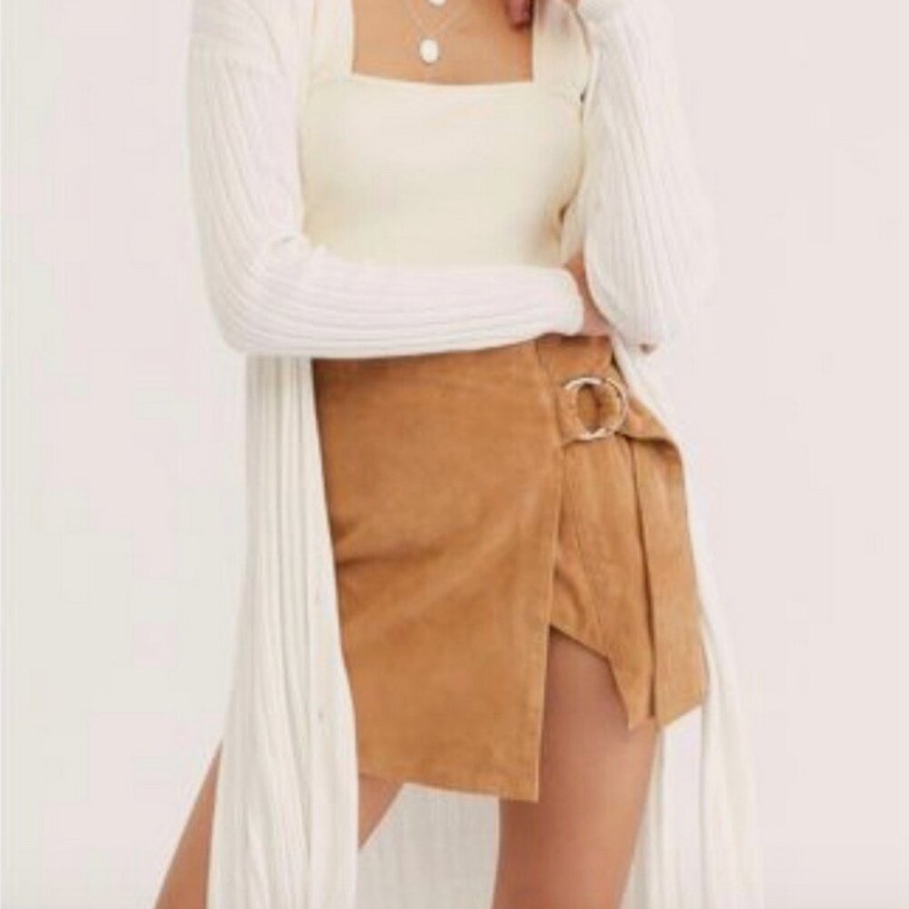 NWOT Understated Leather Charley Suede Wrap Mini Skirt